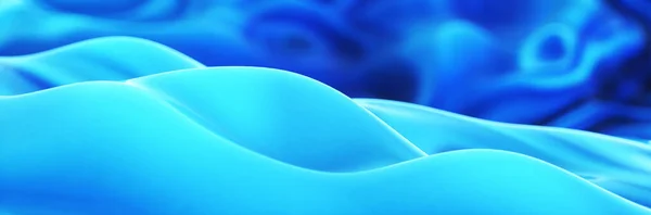 Абстрактний Фон Хвилястий Чорнило Аква Синій Панорамний Банер Глибиною Різкості — стокове фото