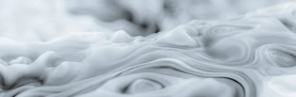 Абстрактний Фон Звивистий Рідкий Чорнило Білий Панорамний Банер Глибиною Різкості — стокове фото