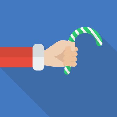 Noel Baba el Noel şeker kamışı tutarak