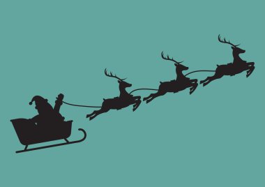 Noel Baba Ren geyiği siluet kızakta ile