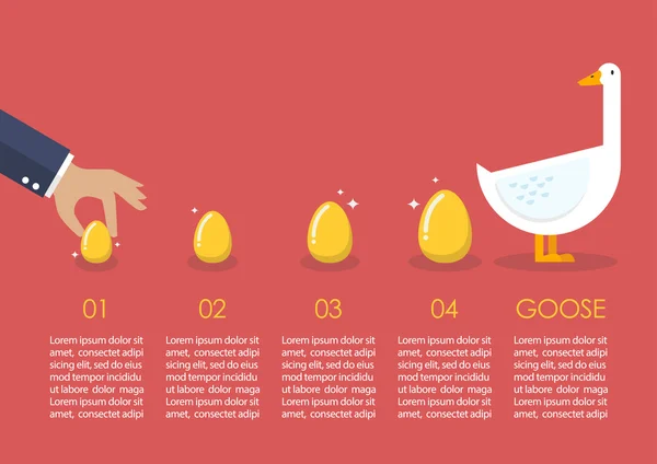 Zakenman met ganzen en gouden ei infographic — Stockvector