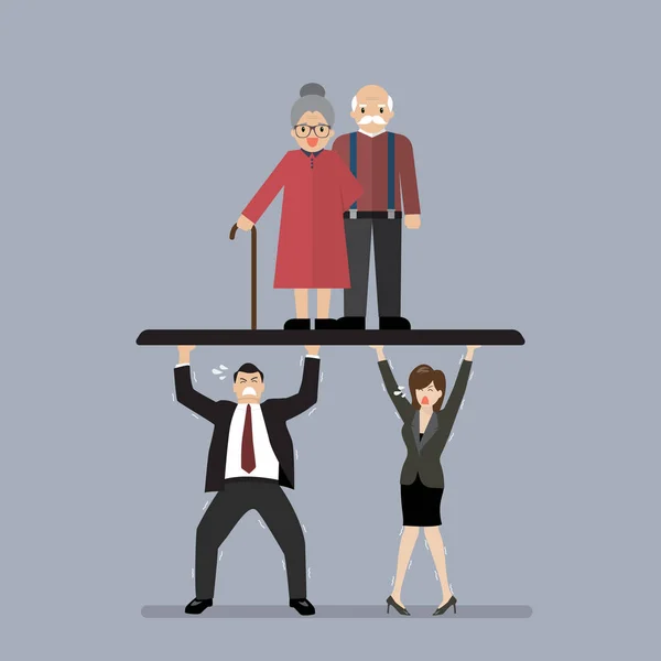 Werknemers dragen gepensioneerden — Stockvector