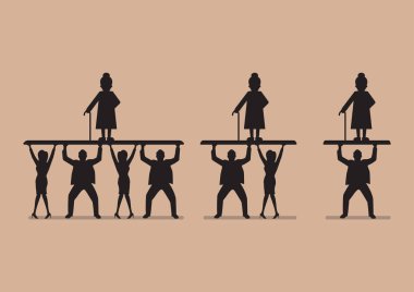 Ratio of Workers to Pensioners in silhouette clipart