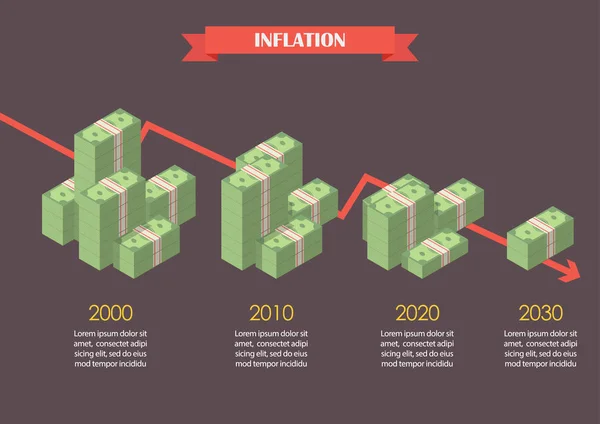 Infografía de inflación del dinero en efectivo — Archivo Imágenes Vectoriales