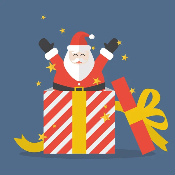 Άγιος Βασίλης από μεγάλο δώρο κουτί — Διανυσματικό Αρχείο