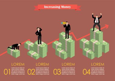 Çeşitli etkinlik infog işadamı ile artan nakit para