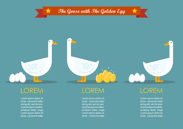 Special goose different through a group of ordinary goose infogr — Stock Vector