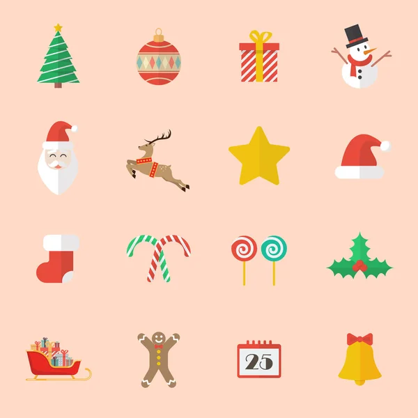 Conjunto de ícone plano de Natal — Vetor de Stock