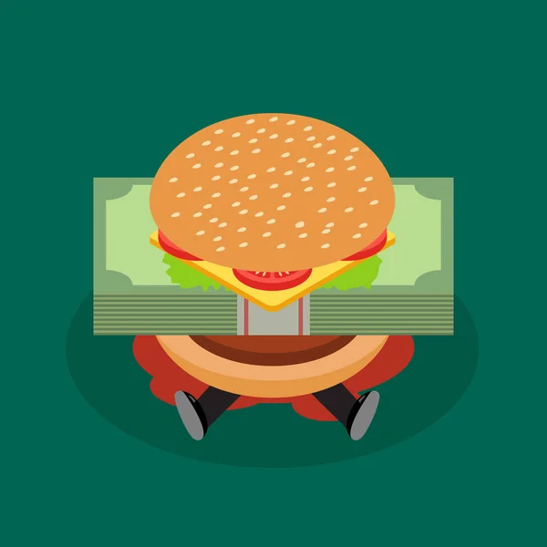 Homme d'affaires en crise du hamburger — Image vectorielle