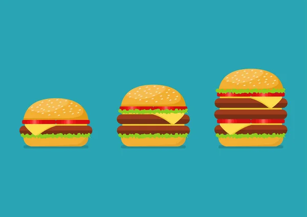 Ensemble de trois hamburgers — Image vectorielle