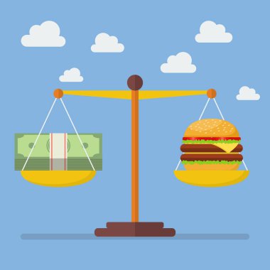 Ölçek üzerinde para ve Burger dengesi