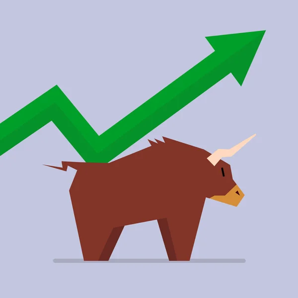 Bull with graph up trend — Stock Vector