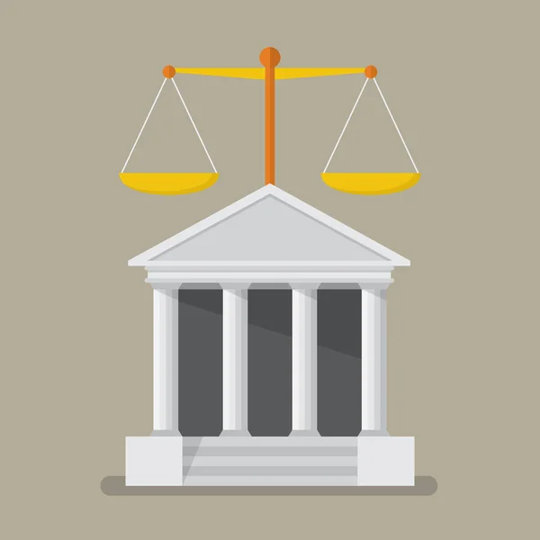 Gerichtsgebäude mit Maßstäben der Gerechtigkeit — Stockvektor
