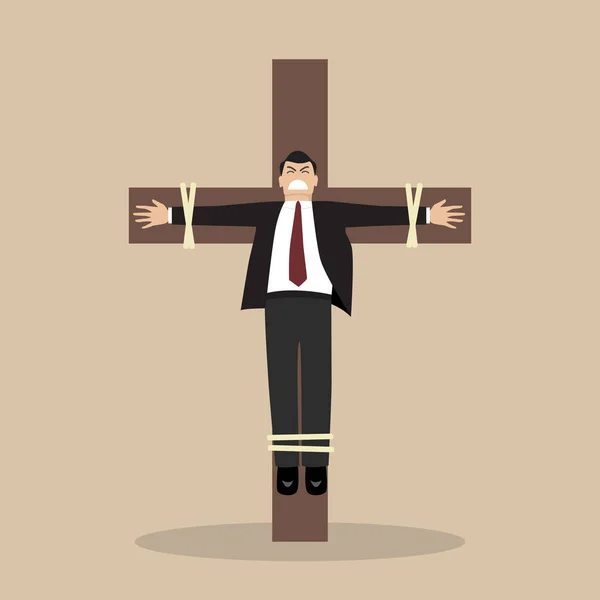 十字架につけられたビジネスの男性 — ストックベクタ
