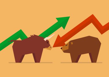 Bull vs ayı sembolü hisse senedi piyasasının