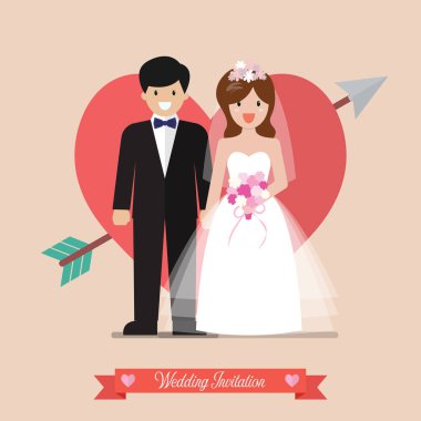Yeni evligelin ve damat düğün davetiyesi