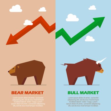 Borsa Infographic boğa ve ayı sembolü