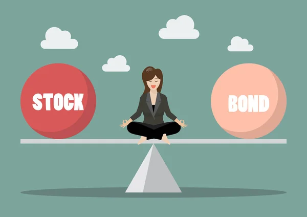 Business woman rebalancing portfolio — Stock Vector