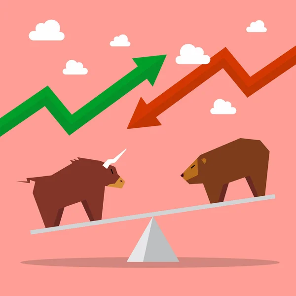 Býk a medvěd v měřítku rovnováhu — Stockový vektor