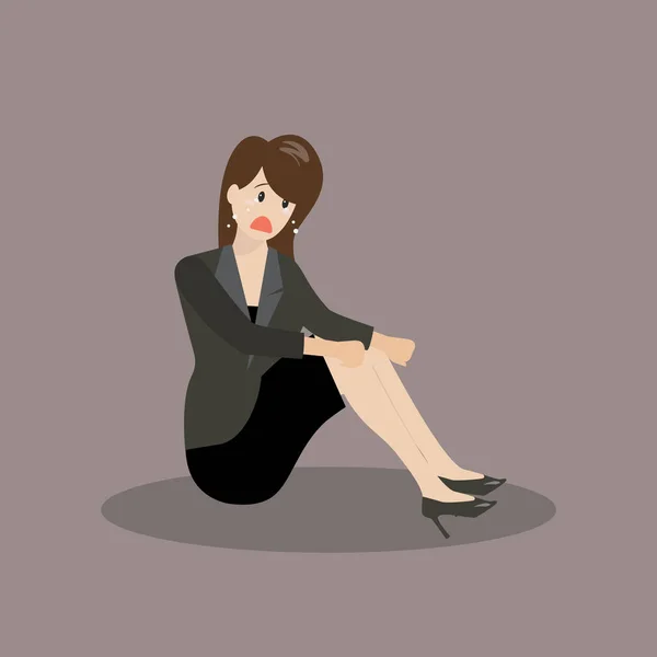 Femme d'affaires désespérée assise seule — Image vectorielle