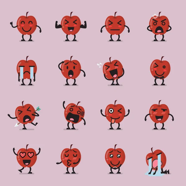 Apple personaggio emoji set — Vettoriale Stock
