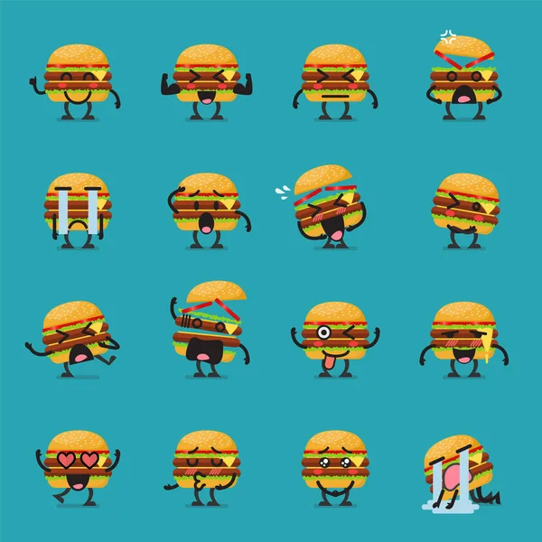 Sada Burger emoji znaků — Stockový vektor