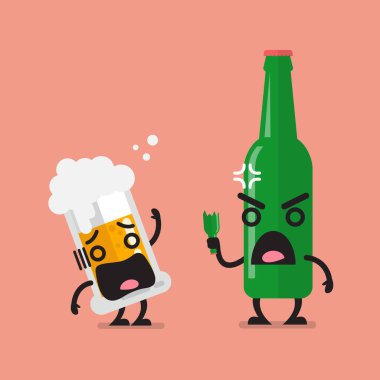 Kızgın bira şişesi bardak bira karakter ile