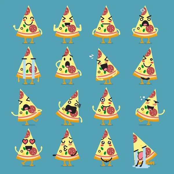 Zestaw Pizza znaków emoji — Wektor stockowy