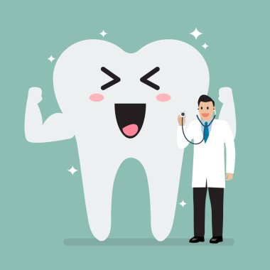 Kadar sağlıklı diş kontrol etmek için doktor holding stetoskop