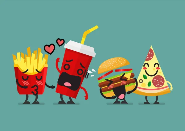 Fast food tecken vänskap — Stock vektor