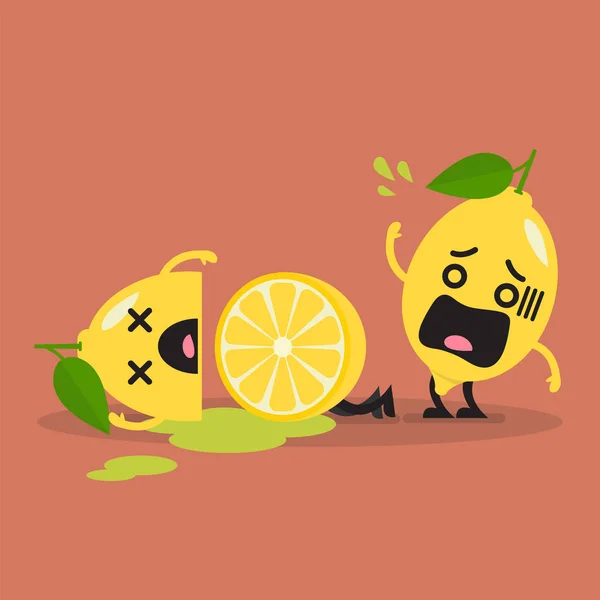 Died limón cortado con limón conmocionado — Vector de stock