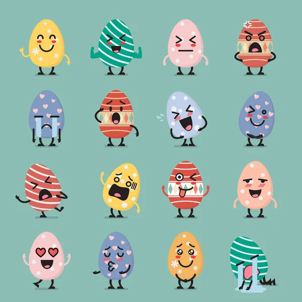 Uovo di Pasqua set di caratteri emoji — Vettoriale Stock
