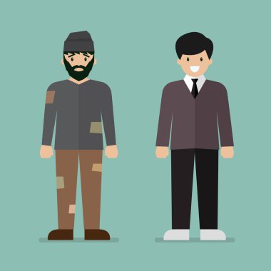 Evsiz bir adam ve zengin adam karakter