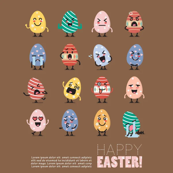 Sada easter egg emoji znaků — Stockový vektor