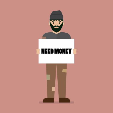 İşsiz adam ile karton kağıt tutan bir iş iletisi gerekir