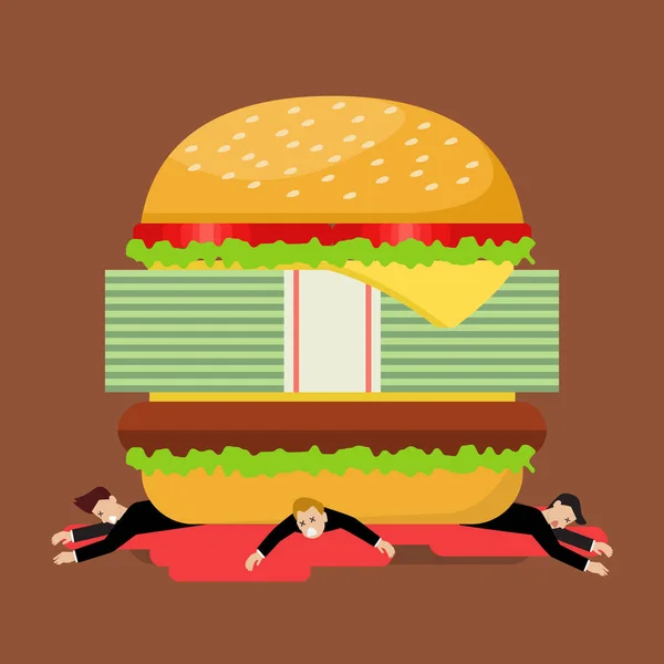 Pengusaha di bawah krisis hamburger - Stok Vektor