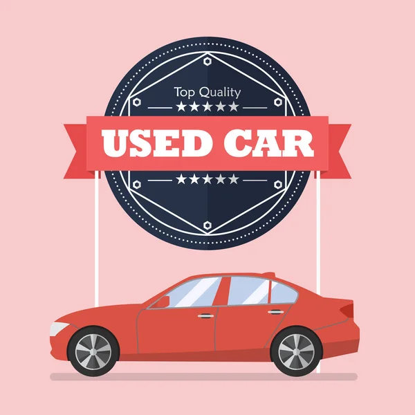 Coche usado con banner — Vector de stock