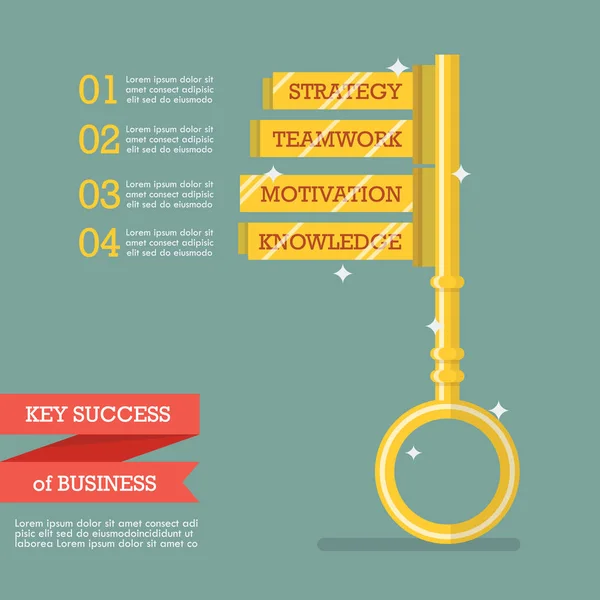 Éxito clave de la infografía empresarial — Archivo Imágenes Vectoriales