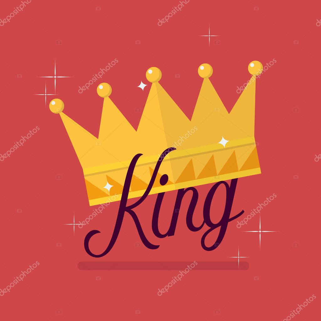 Crown with King typography. Vector illustration