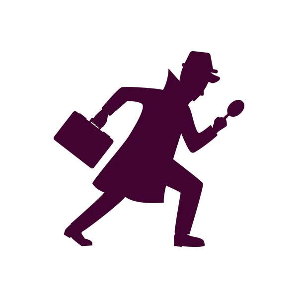 Silueta de diseño de personaje detective — Vector de stock