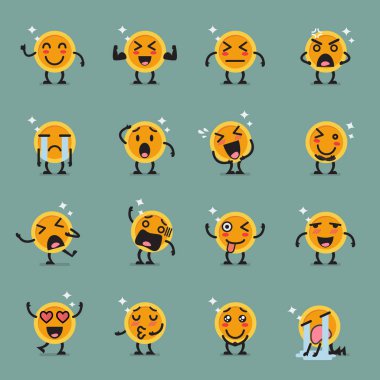 Madeni para karakter emoji kümesi