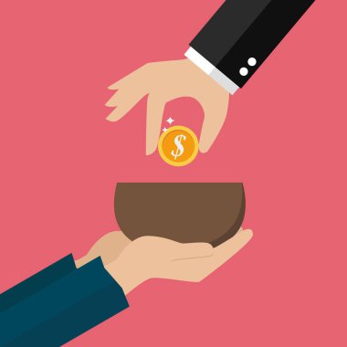 Dilenci el için para veren el