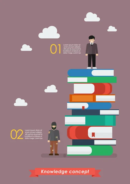 Man van de mislukking en succes man op een heleboel boeken infographic — Stockvector