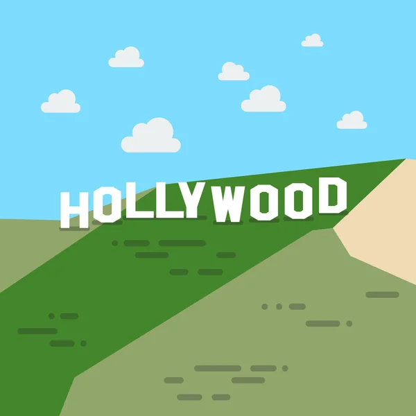 Düz stil içinde Hollywood işareti — Stok Vektör