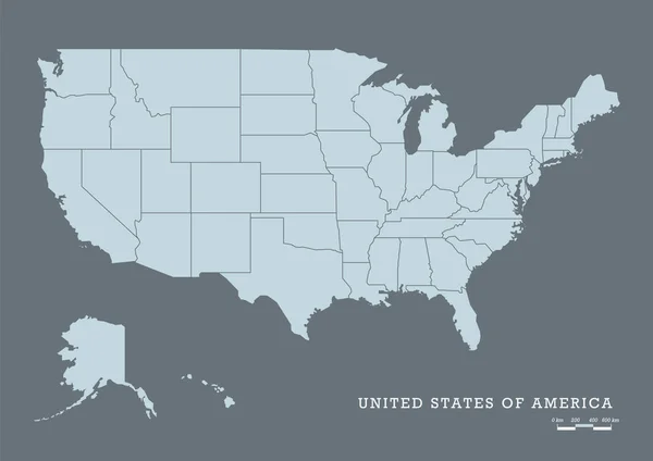 EUA mapa com estados federais —  Vetores de Stock