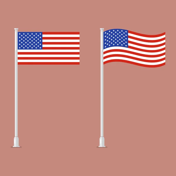 Bandeira americana no pólo —  Vetores de Stock