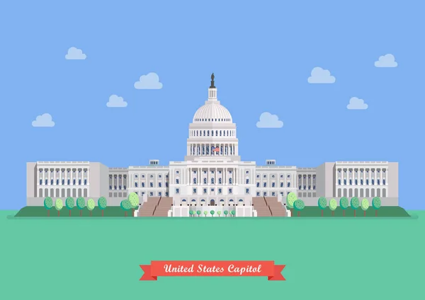 United States capitol in flat style design — Stock Vector