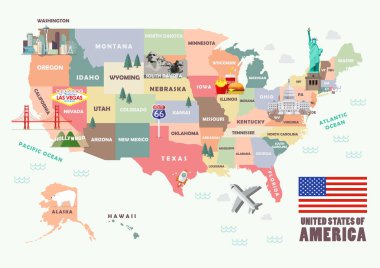 Amerika Birleşik Devletleri ile ünlü turistik Haritası