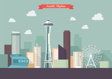 Seattle manzarası vektör çizim