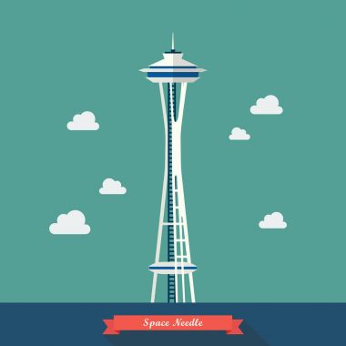Uzay iğnesi. Gözetleme kulesi Seattle. Vektör çizim